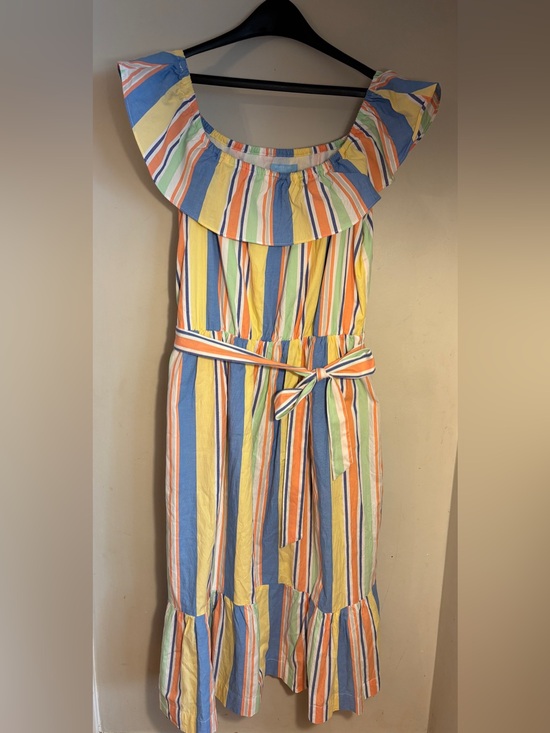 Draper James Dresses & Skirts - Draper James RSVP Off-the-Shoulder Striped Midi Dress | Size Large